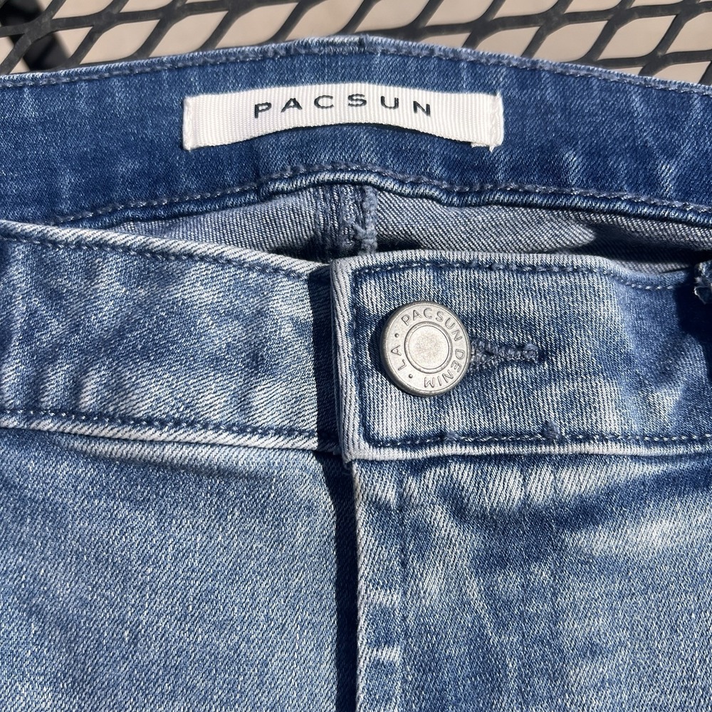 PacSun Stacked Skinny Active Stretch Jeans Mens 33x32 Light Wash Blue Denim